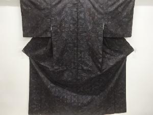 流水に草花模様織出し本場泥大島紬着物